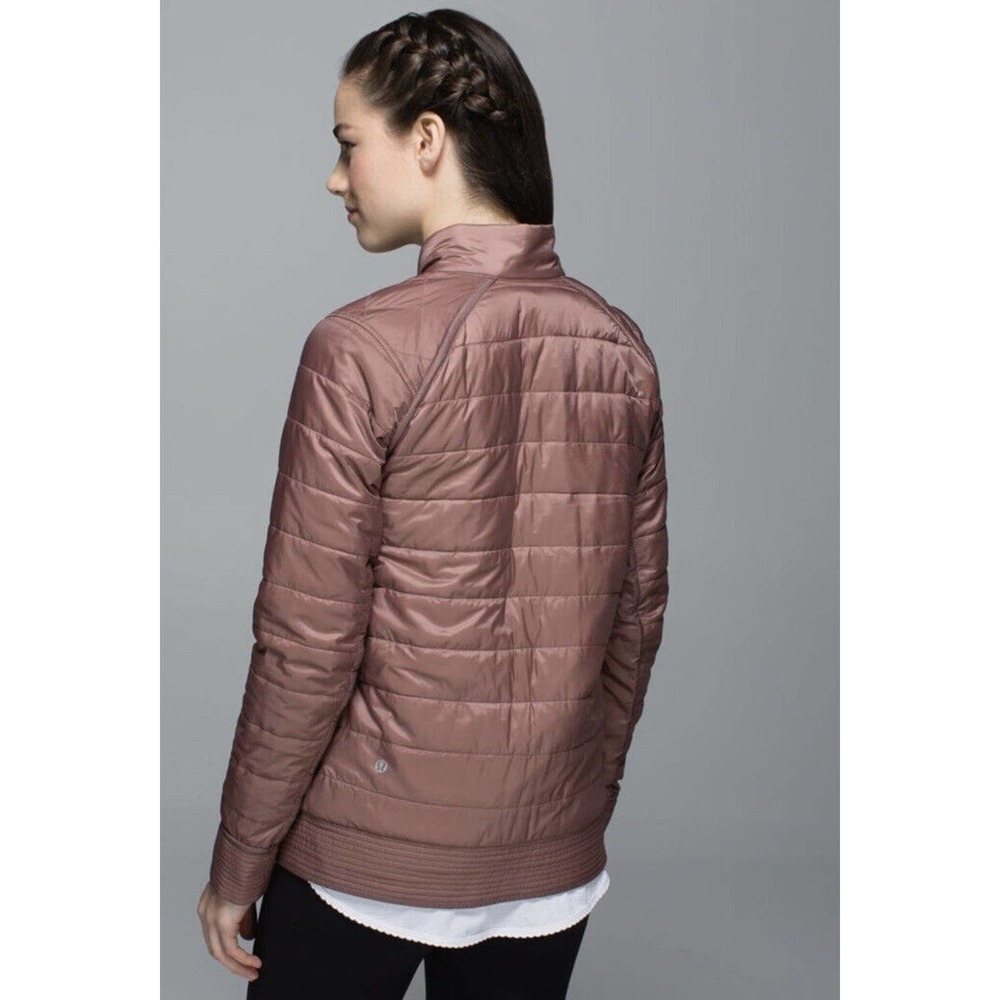 Lululemon The Bomb Bomber‎ Reversible Jacket Women Size 4 Bark Berry Rose Pink - Picture 6 of 16